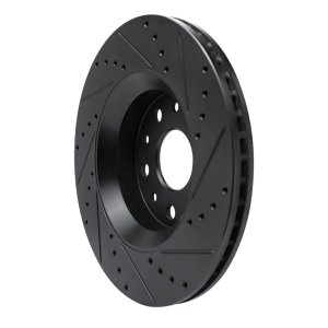 Jeep Gladiator Brake Rotor (1) - Front Left - R1 Concepts - Drilled & Slotted - Black - `18-`25